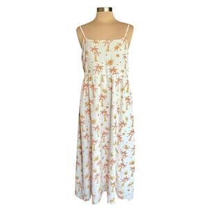 Japna Tropical Print Maxi Dress Sundress LARGE Palm Tree Print Spagetti Straps